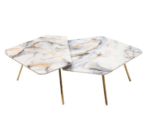 I wanna be marble coffe table - white & grey & ocre