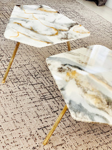 I wanna be marble coffe table - white & grey & ocre